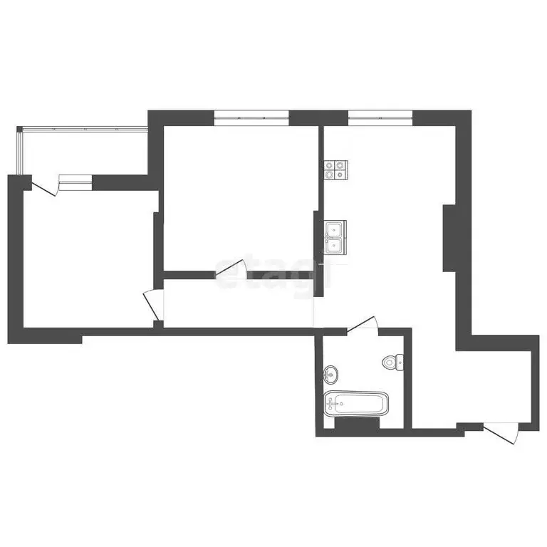 2-комнатная квартира: Тюмень, улица Менжинского, 60 (57.4 м) - Фото 1