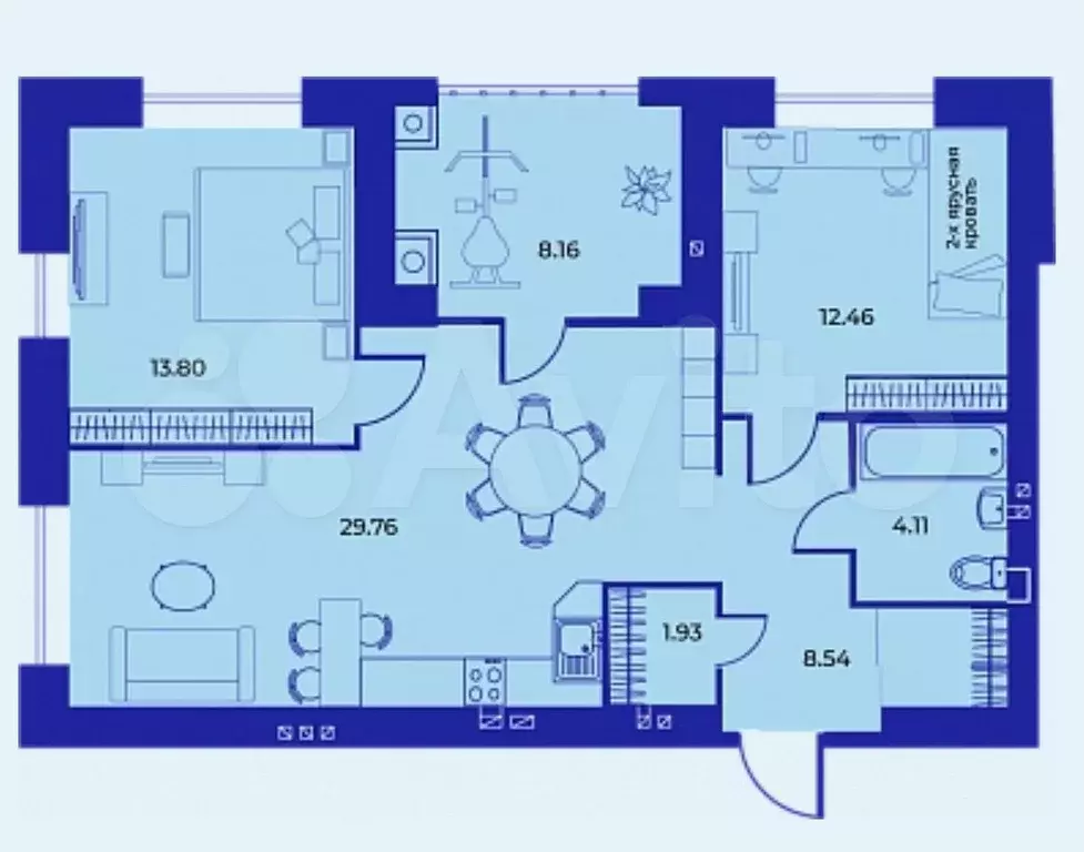 2-к. квартира, 79 м, 4/9 эт. - Фото 1