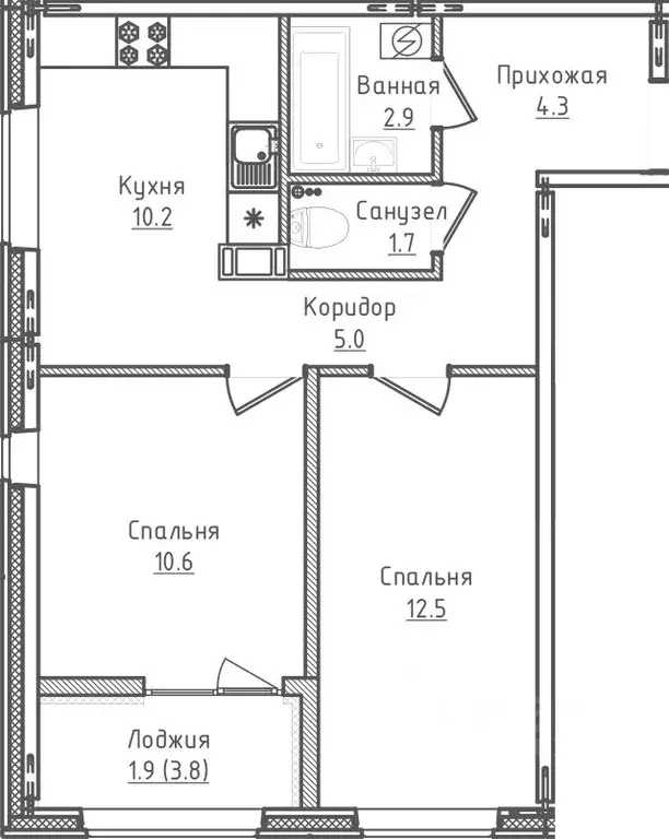 2-к кв. Новгородская область, Великий Новгород ул. Королева, 13 (49.1 ... - Фото 1