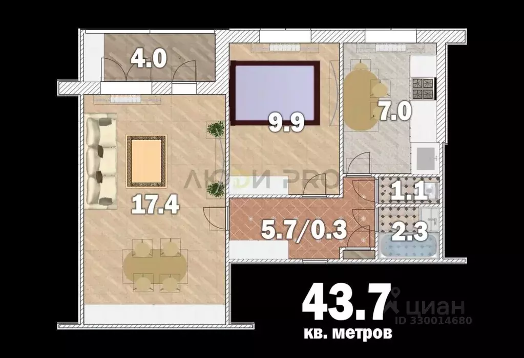 2-к кв. Башкортостан, Уфа Транспортная ул., 28 (43.7 м) - Фото 2