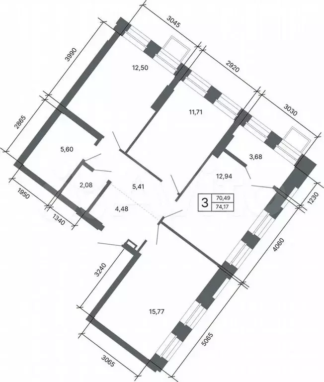 3-к. квартира, 74,2 м, 15/27 эт. - Фото 1