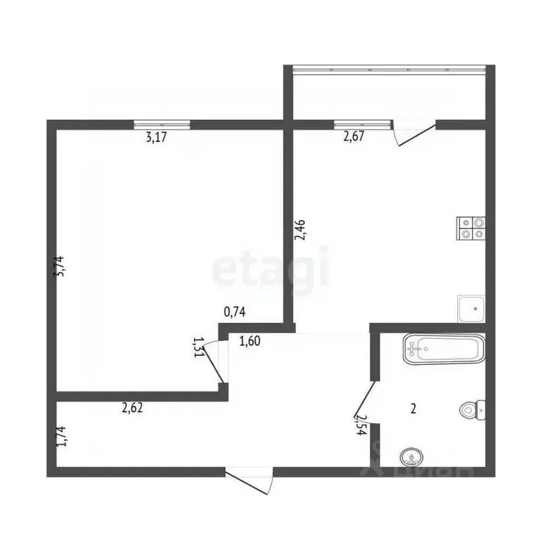 1-к кв. Амурская область, Благовещенск городской округ, с. Белогорье ... - Фото 1