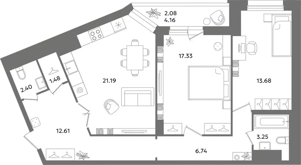 2-комнатная квартира: Санкт-Петербург, улица Кустодиева, 7к1 (78.8 м) - Фото 1