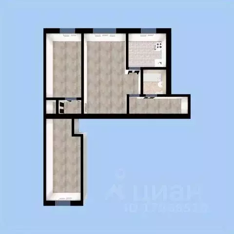 3-к кв. Пензенская область, Пенза ул. Попова, 12а (57.1 м) - Фото 1