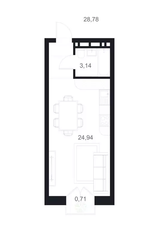 Квартира-студия: Каспийск, улица М. Халилова, 1А (28.78 м) - Фото 1