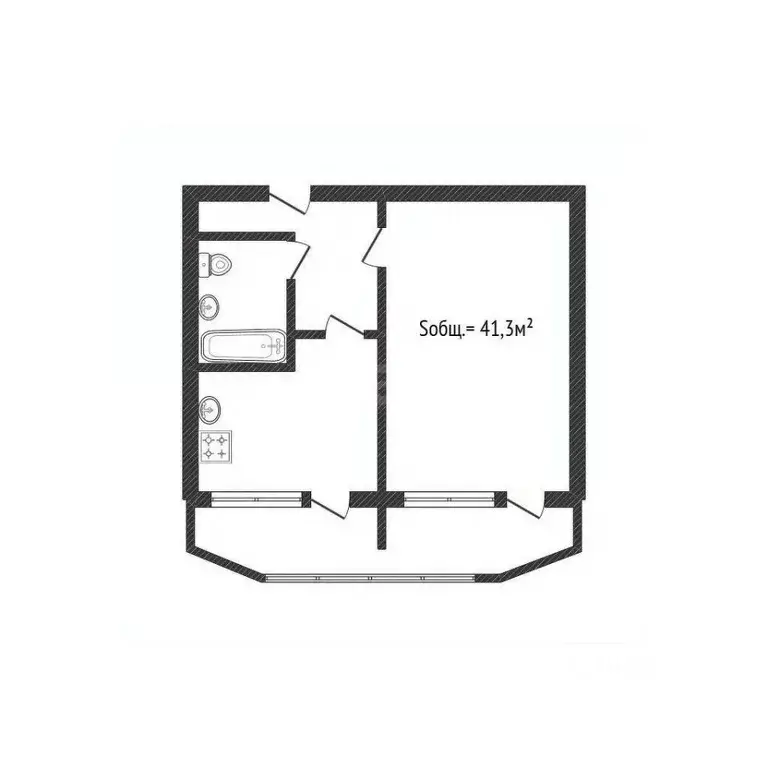 1-к кв. Брянская область, Брянск Флотская ул., 4 (41.3 м) - Фото 2