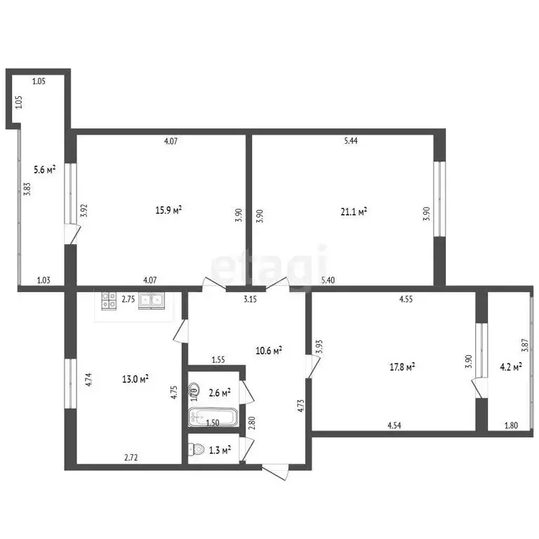 3-комнатная квартира: Стерлитамак, улица 23 Мая, 34Б (82.3 м) - Фото 1