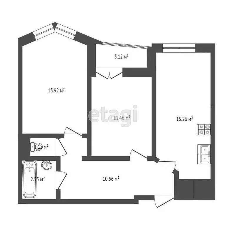 2-комнатная квартира: Калининград, Батальная улица, 104 (55.7 м) - Фото 0