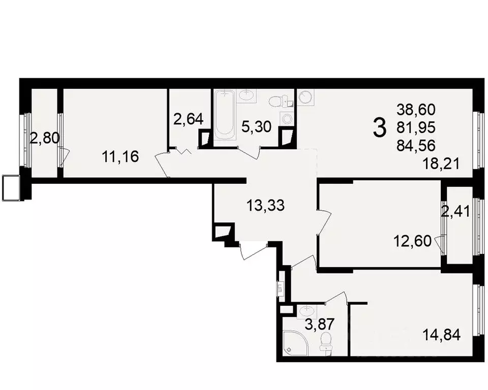 3-к кв. Рязанская область, Рязань Черновицкая ул. (81.95 м) - Фото 0