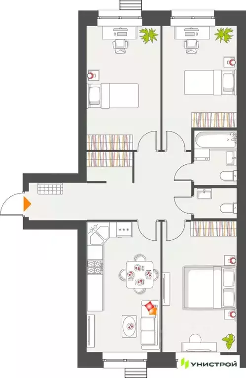 3-к кв. Татарстан, с. Высокая Гора Атмосфера жилой комплекс (81.69 м) - Фото 1