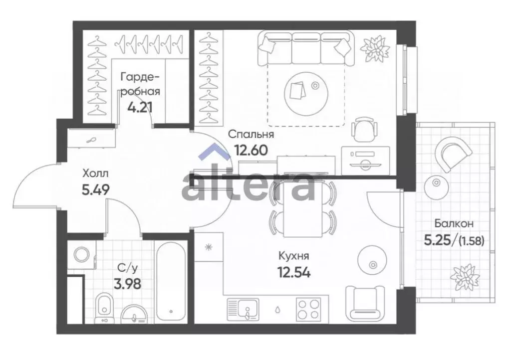 1-комнатная квартира: Казань, ЖК Квартал Сюита (44.25 м) - Фото 0