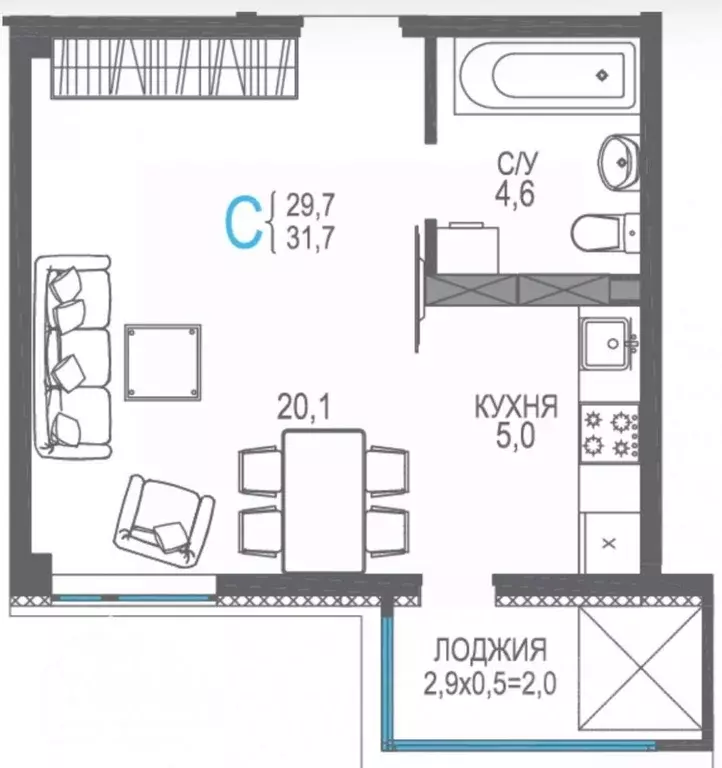 Студия Крым, Евпатория просп. Ленина, 68к20 (33.4 м) - Фото 1