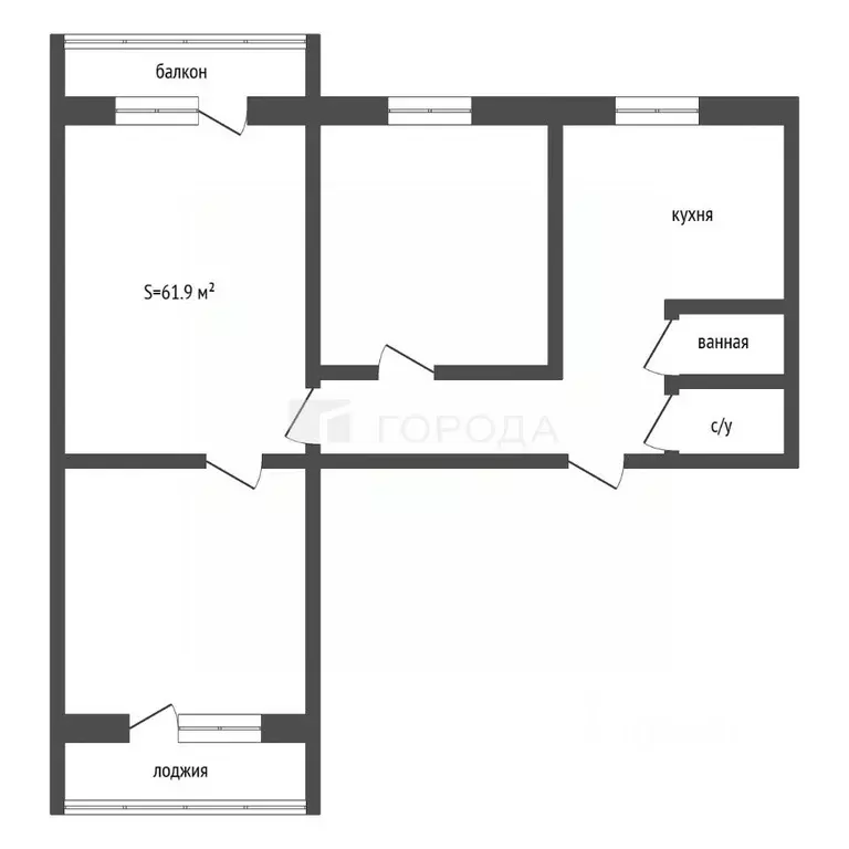 3-к кв. Кемеровская область, Новокузнецк ул. Косыгина, 79 (61.9 м) - Фото 2
