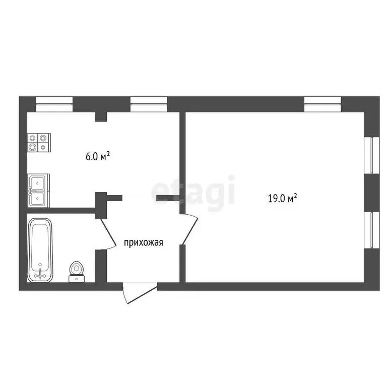 1-комнатная квартира: Томск, улица Войкова, 10 (32.9 м) - Фото 1