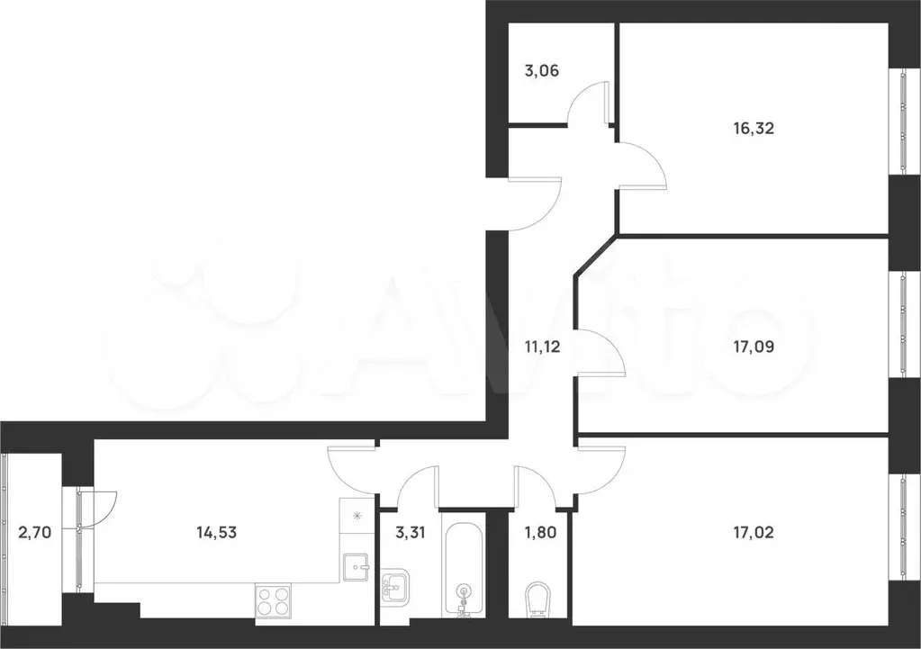 3-к. квартира, 87м, 1/5эт. - Фото 1