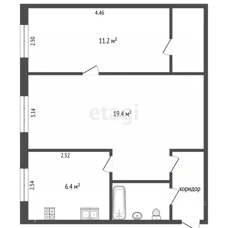 2-к кв. Челябинская область, Челябинск ул. Свободы, 92А (45.9 м) - Фото 2