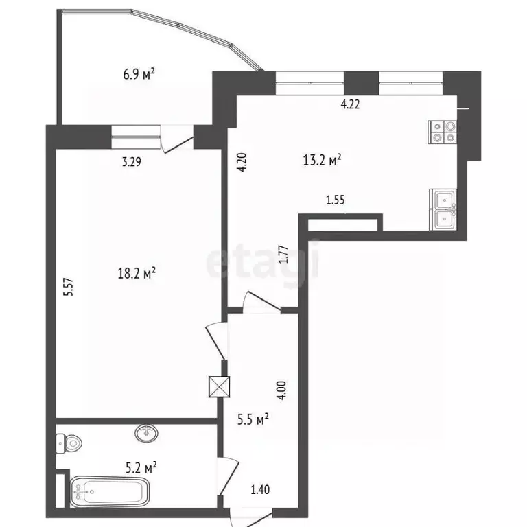 1-к кв. Тюменская область, Тюмень ул. Василия Гольцова, 3 (42.0 м) - Фото 2
