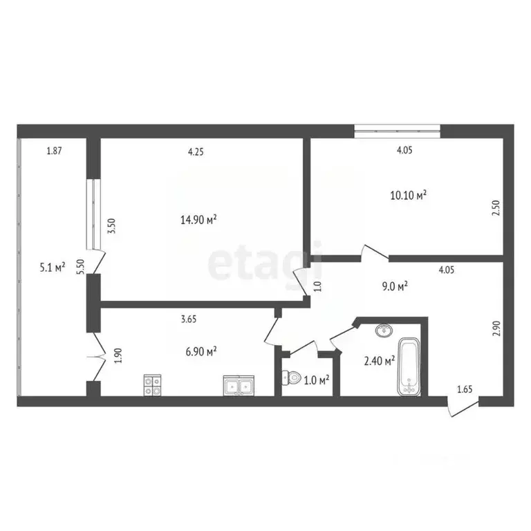 2-к кв. Крым, Кировское пгт ул. Юбилейная, 1 (44.3 м) - Фото 2