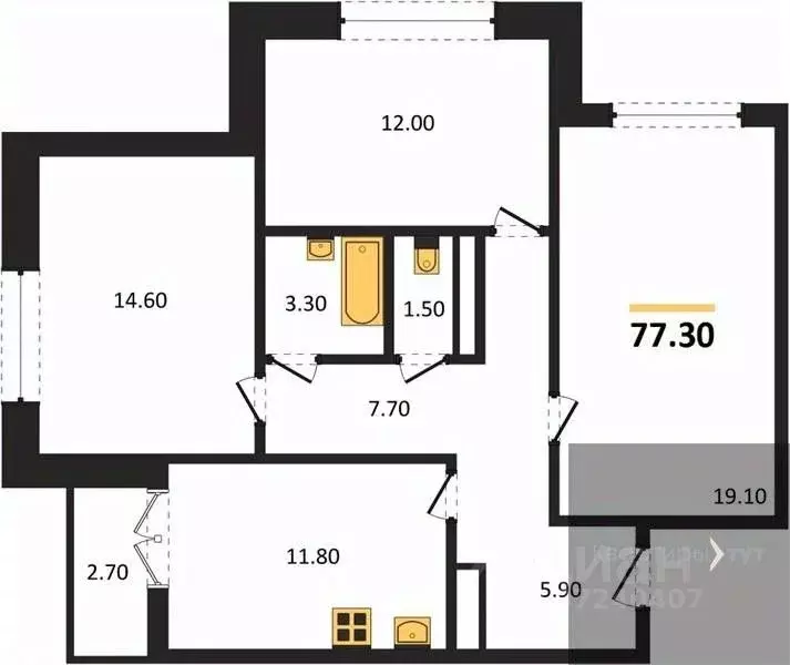 3-к кв. Воронежская область, Новоусманский район, пос. Отрадное ул. ... - Фото 1