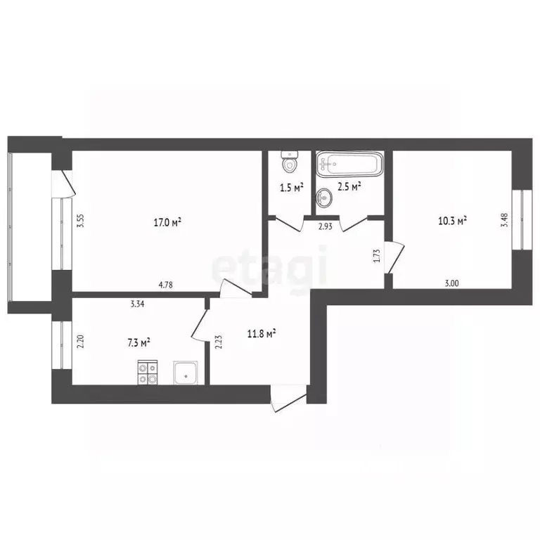 2-к кв. Мордовия, Чамзинка рп ул. Терешковой, 26 (49.3 м) - Фото 2