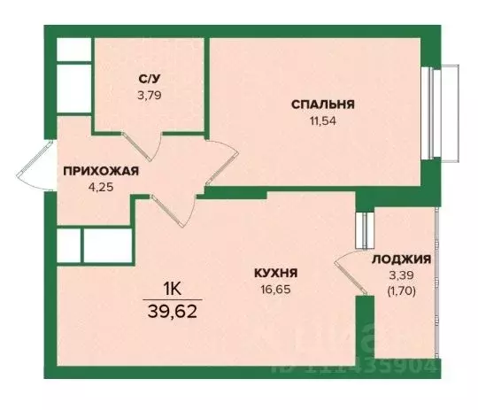 1-к кв. Тульская область, Тула  (39.62 м) - Фото 0