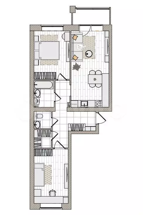 3-к. квартира, 71,1 м, 6/6 эт. - Фото 0
