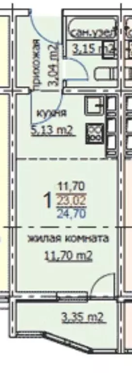 Студия Краснодарский край, Анапа ул. Ленина, 185Ак3 (28.05 м) - Фото 1