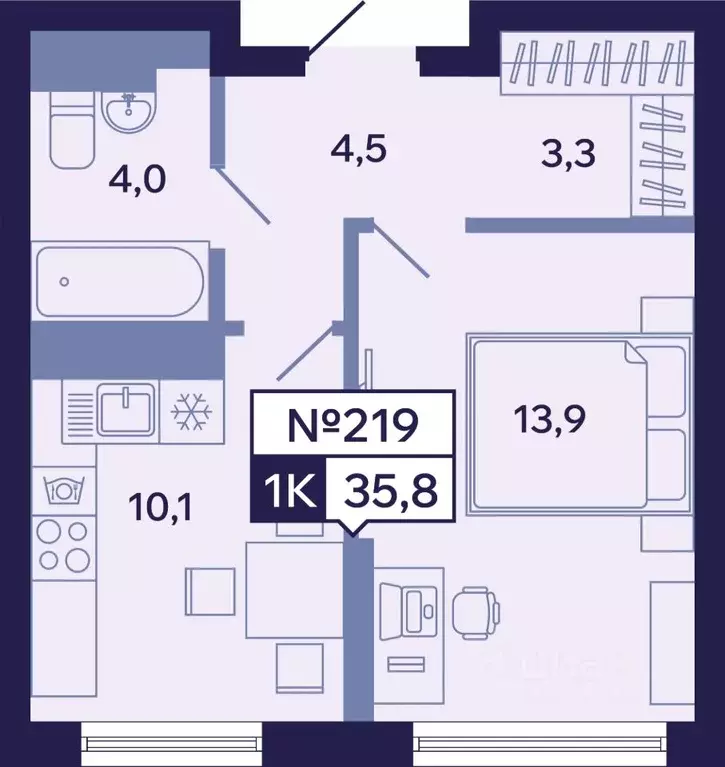 1-к кв. Саха (Якутия), Якутск ул. Новопортовская, 1А/1 (35.8 м) - Фото 1