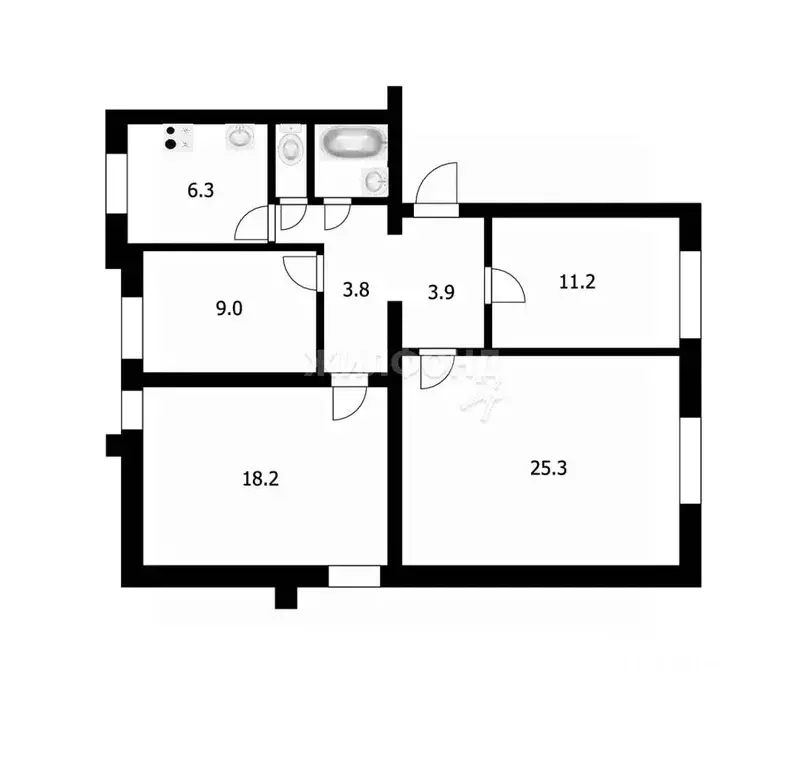 4-к кв. Новосибирская область, Новосибирск ул. Урицкого, 36 (81.3 м) - Фото 0