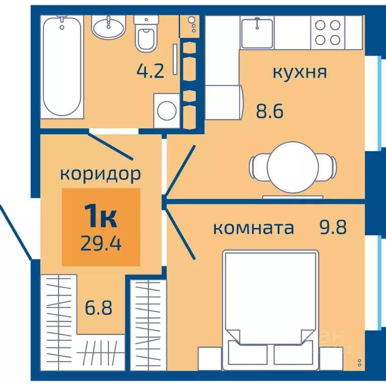 1-к кв. Пермский край, Пермь ул. Старшего Лейтенанта Гачегова, 1 (29.4 ... - Фото 1