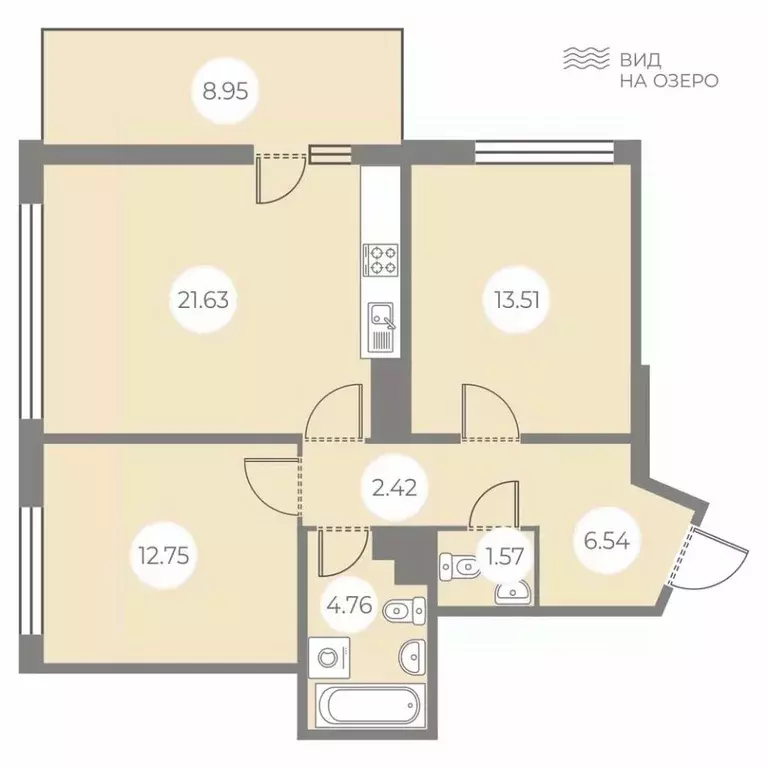 2-к кв. Санкт-Петербург ш. Суздальское, 8 (65.87 м) - Фото 0