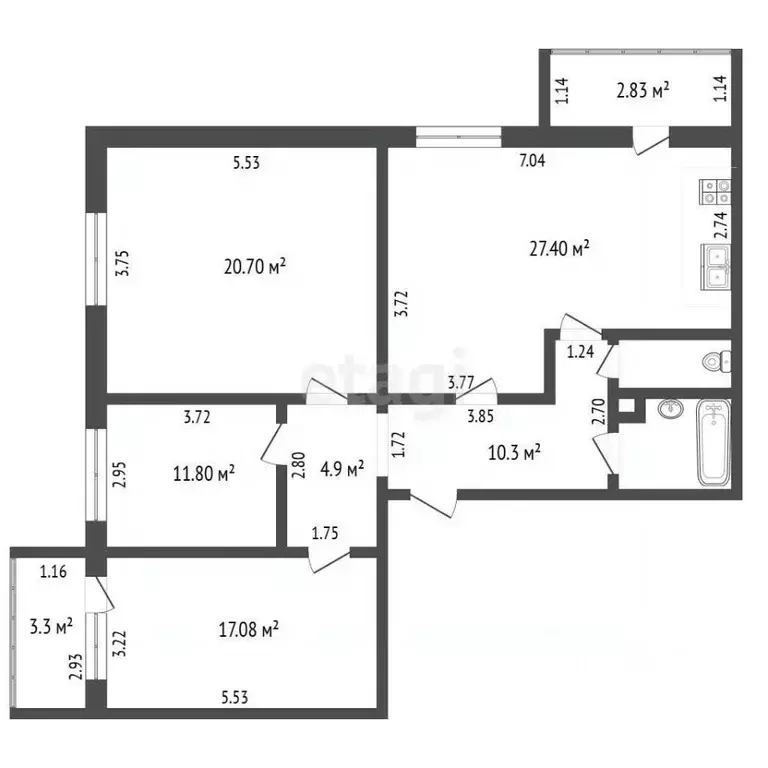 3-к кв. Чувашия, Чебоксары ул. Константина Иванова, 81 (76.0 м) - Фото 2