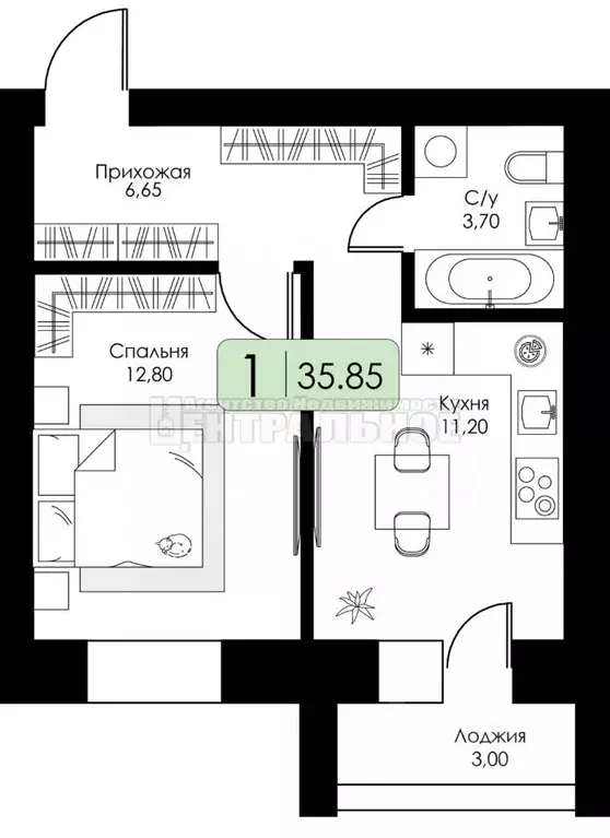 1-к кв. Смоленская область, Смоленск пос. Загорье, Загорье жилой ... - Фото 2