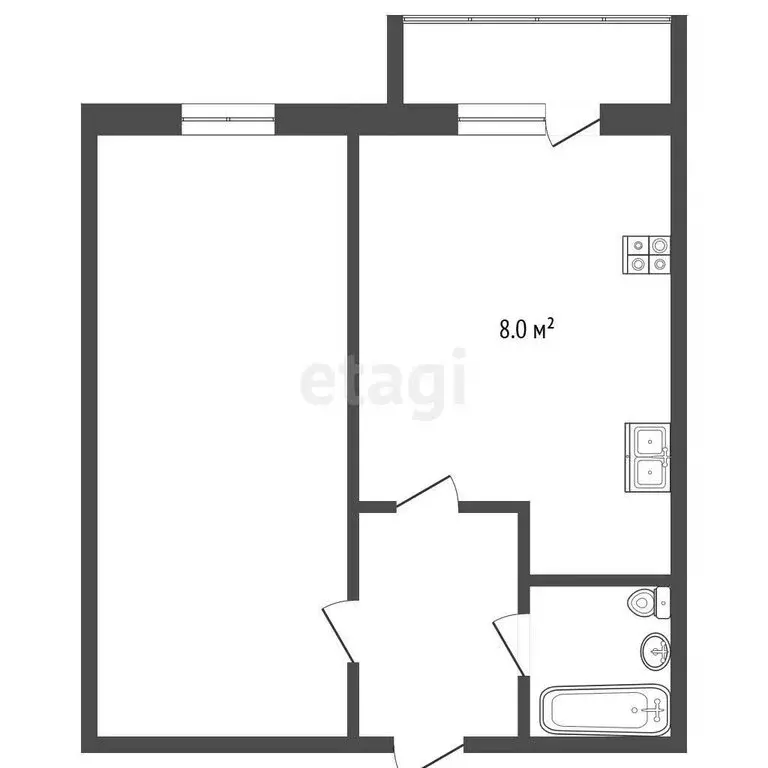 1-комнатная квартира: село Исетское, Горская улица, 42к1 (31.1 м) - Фото 1