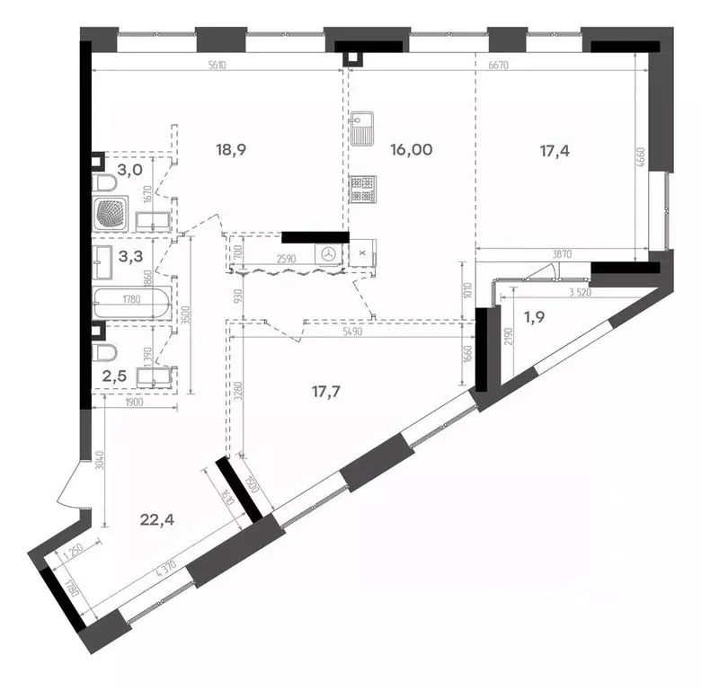 2-к кв. Татарстан, Казань Краснококшайская ул., 60 (102.85 м) - Фото 1