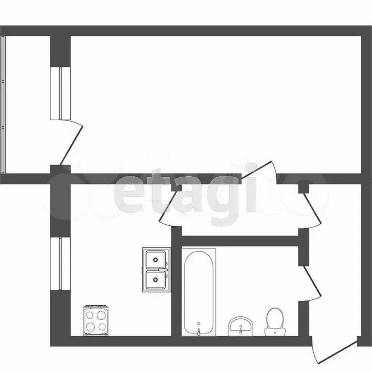 1-к. квартира, 30,8 м, 4/5 эт. - Фото 0