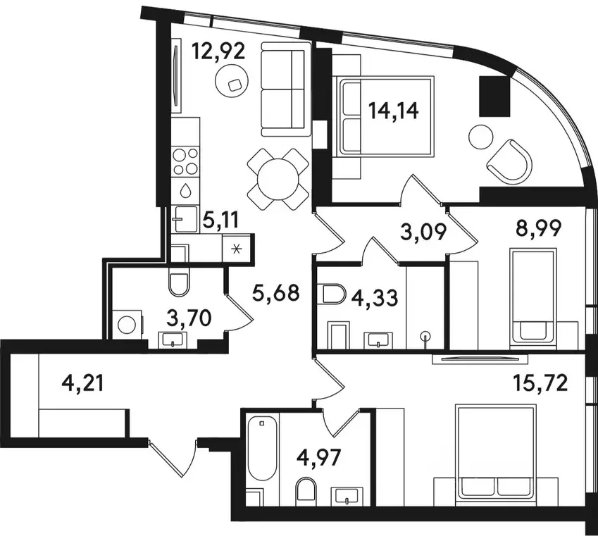 3-к кв. Москва ул. Сокольнический Вал, 2АС1 (82.86 м) - Фото 0