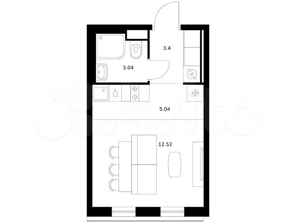 Квартира-студия, 24 м, 1/14 эт. - Фото 0
