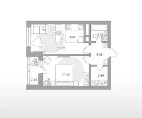 2-комнатная квартира: Красногорск, жилой комплекс Ильинойс, к1 (44 м) - Фото 1