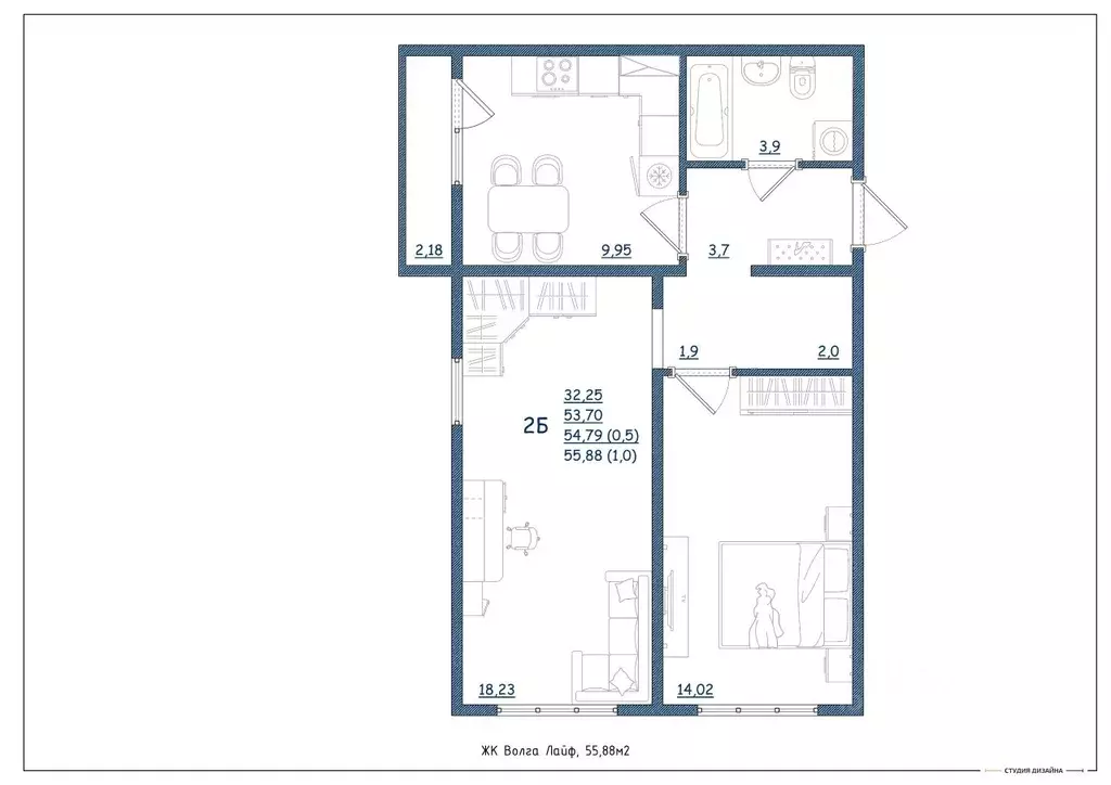 2-к кв. Тверская область, Тверь Новочеркасская ул., 49 (55.88 м) - Фото 1