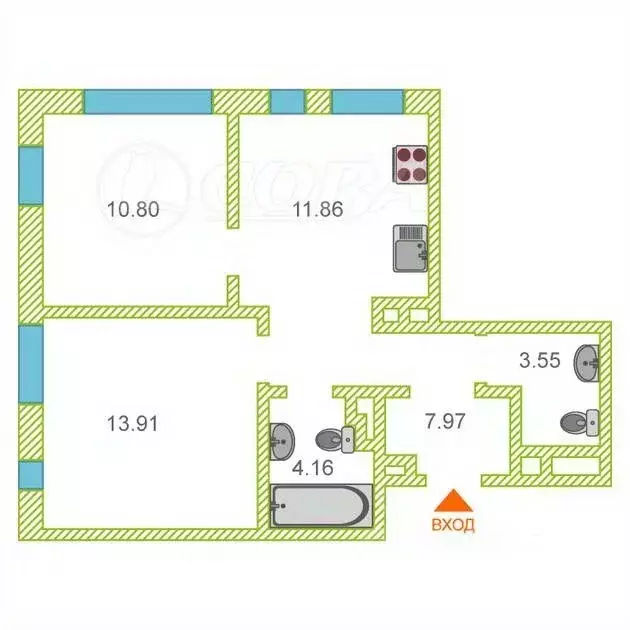 2-к кв. Тюменская область, Тюмень ул. Алматинская, 6 (52.0 м) - Фото 2