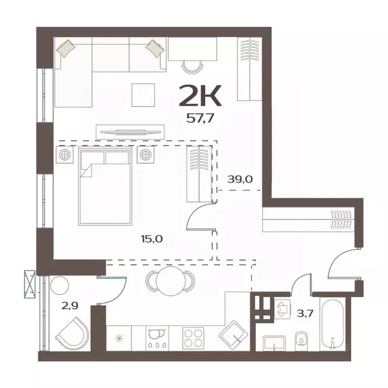 2-к кв. Приморский край, Владивосток ул. Коммунаров, 15к6 (57.7 м) - Фото 1