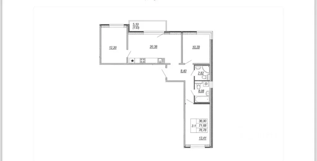 Квартира, 3 комнаты, 71.09 м - Фото 1