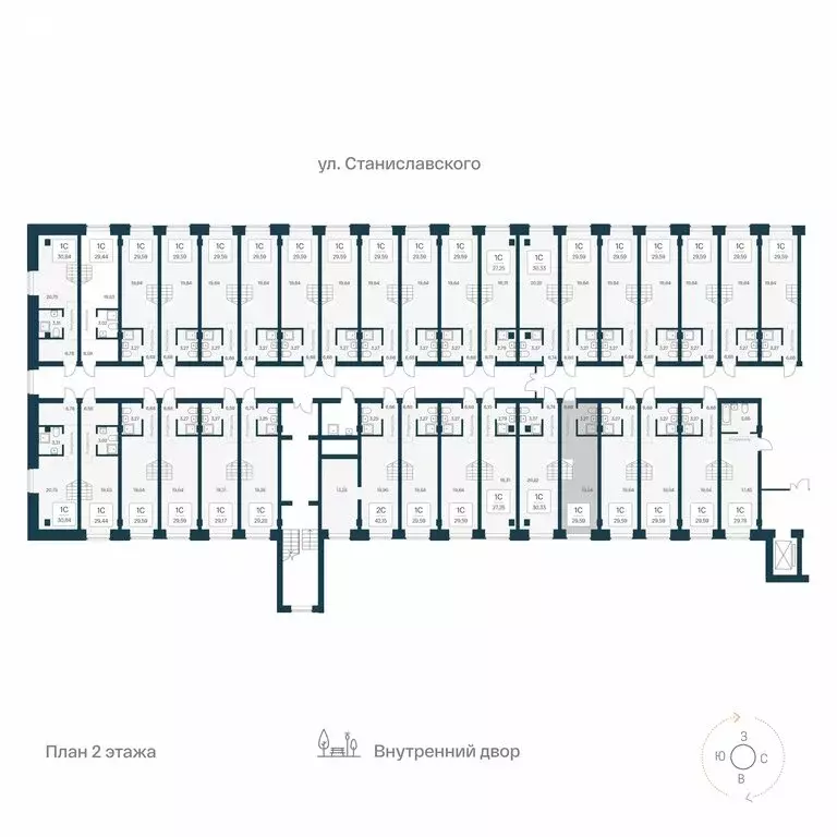 Квартира-студия: Новосибирск, улица Станиславского, 25 (29.59 м) - Фото 1