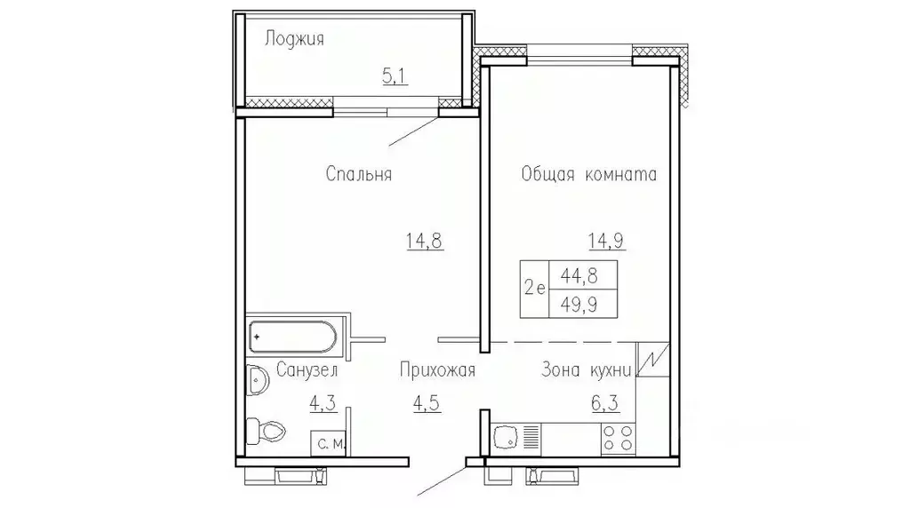 2-к кв. Новосибирская область, Новосибирский район, Краснообск рп, 3-й ... - Фото 0