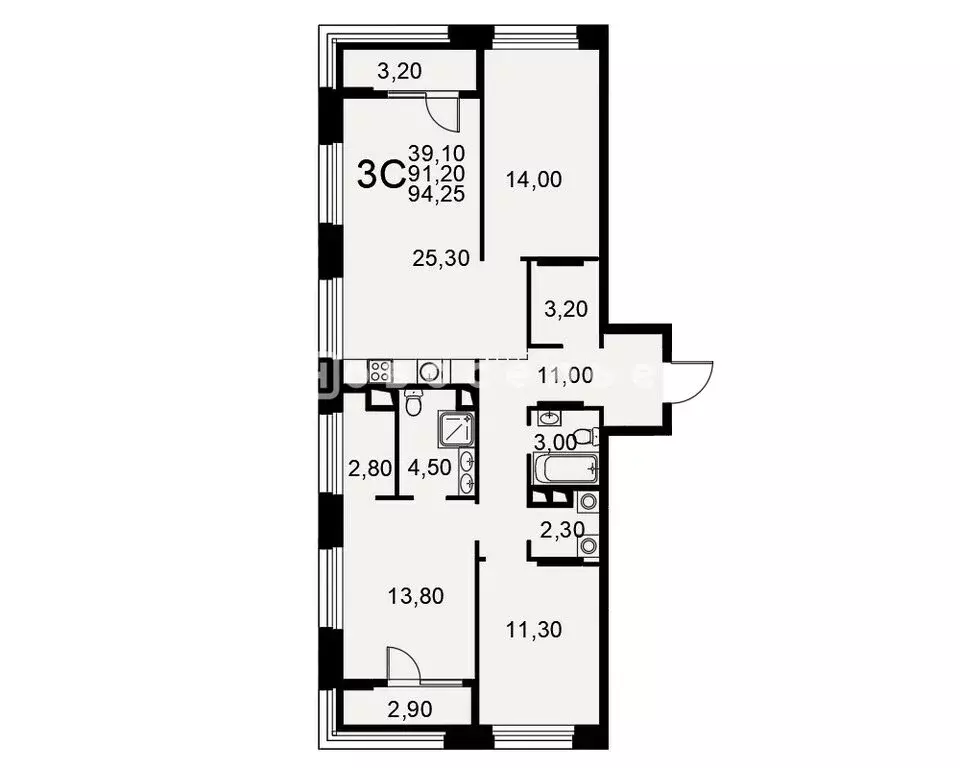 3-комнатная квартира: Рязань, Московское шоссе, 49к1 (94.25 м) - Фото 2
