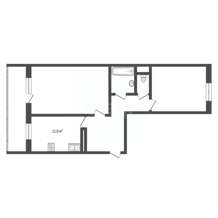 2-к кв. Томская область, Томск ул. Береговая, 25 (59.7 м) - Фото 2