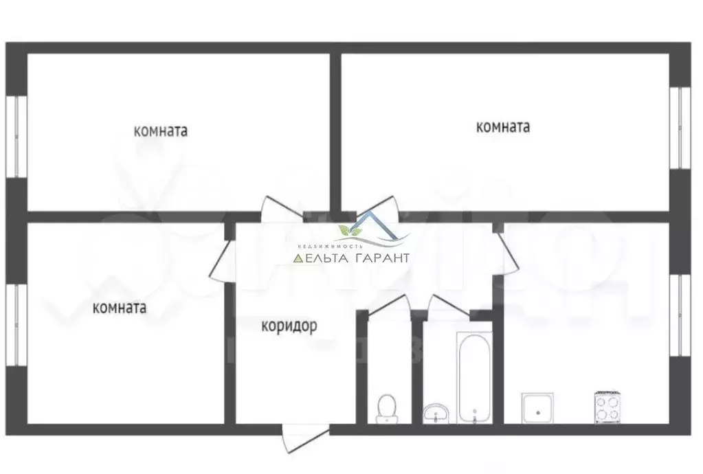 3-к. квартира, 61,7 м, 2/5 эт. - Фото 0