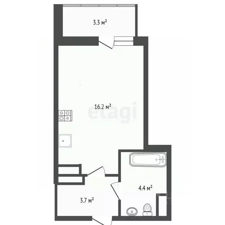 Студия Тюменская область, Тюмень Интернациональная ул., 197А (28.0 м) - Фото 0