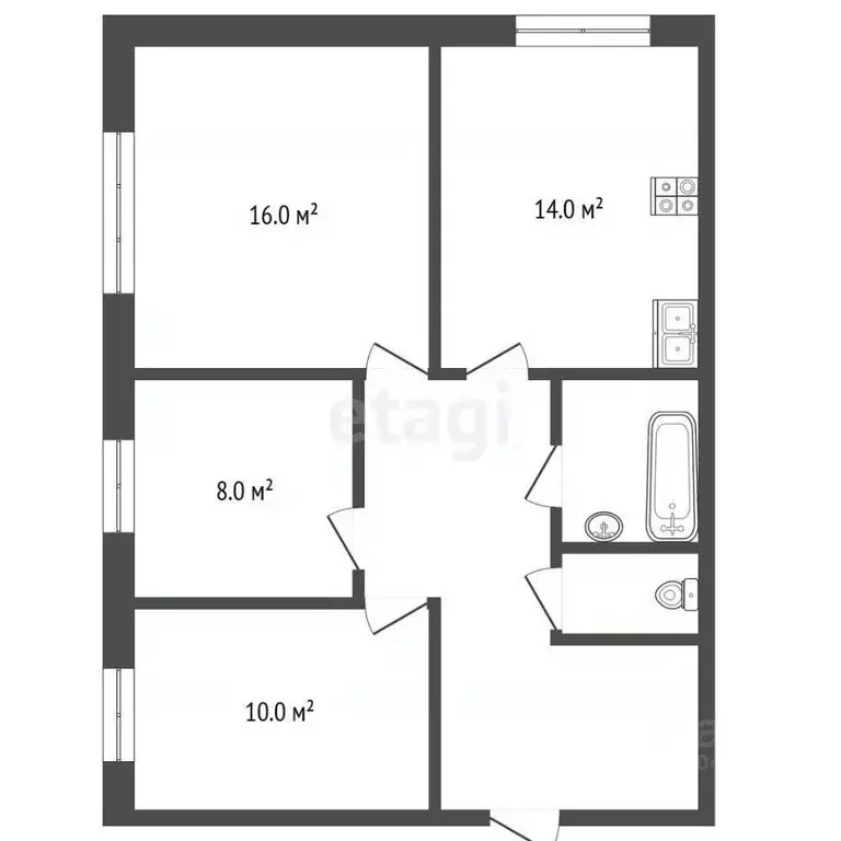 3-к кв. Севастополь ул. Астана Кесаева, 20 (52.8 м) - Фото 2